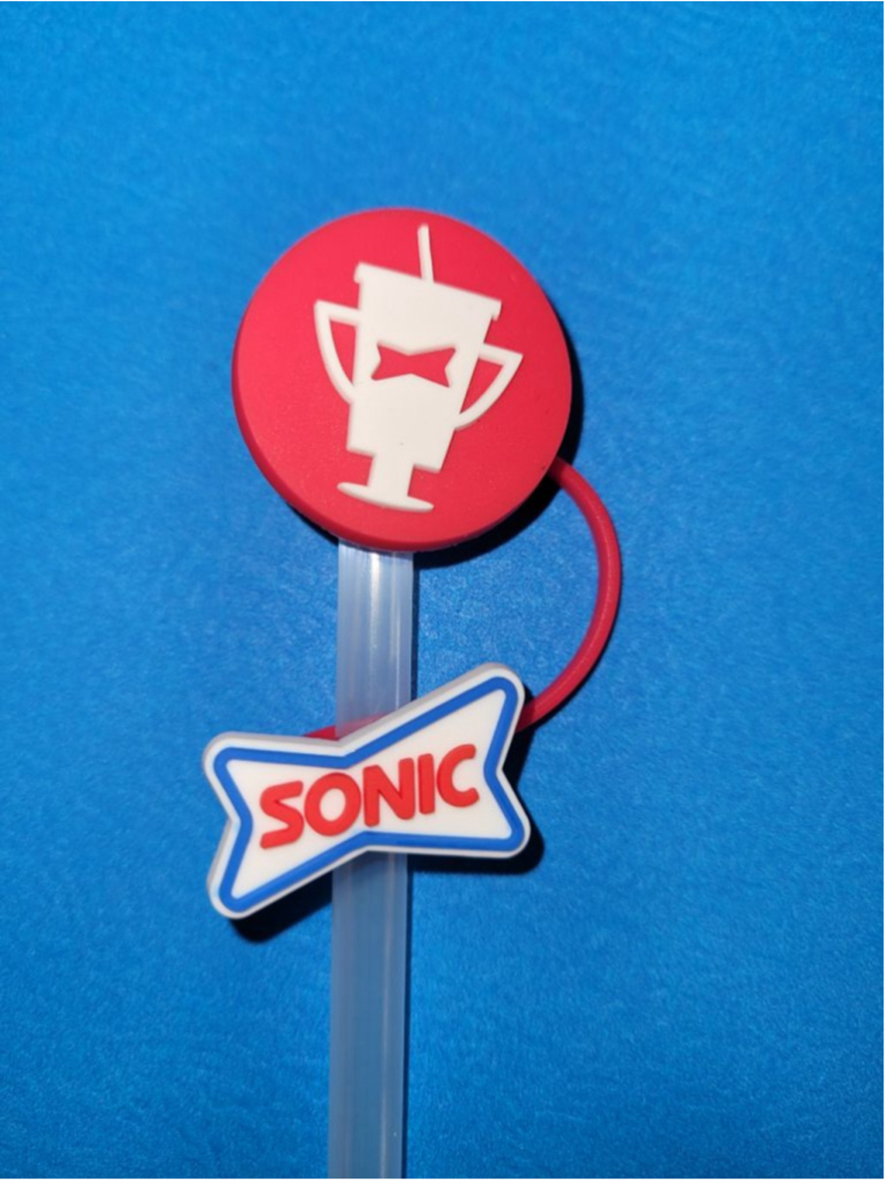 Sonic Drive In Straw Topper Red Cup Design Silicone Reusable Accessory New